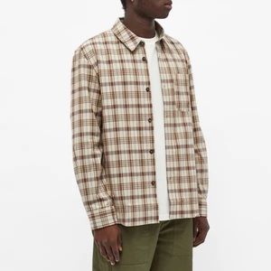 NWT A.P.C. TREK CHECK BUTTON DOWN SHIRT - CAMEL